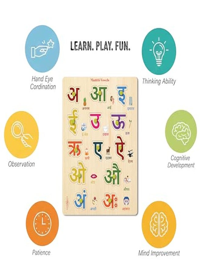Khilonewale Wooden Marathi Alphabet Knob Puzzle Board for Kids 3+ Years | 9x12 inch Educational Wooden Toy | Marathi Akshar Learning Puzzle for Toddlers | Fine Motor & Early Language Development - Image 4
